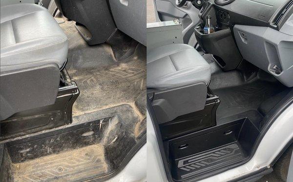 Here you can see before and after. This car was used for construction and they wanted to get it cleaned up and it turned out great.