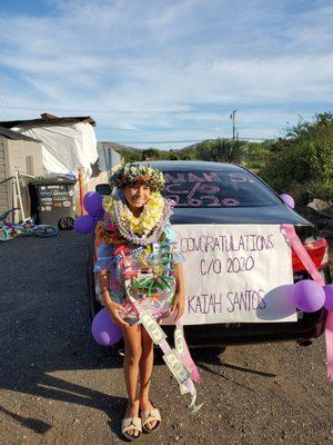 Ready for her 6th grade drive thru graduation