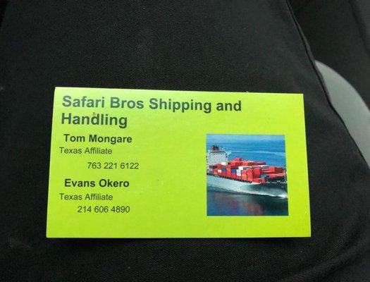 Safari Bros Shipping And Handling