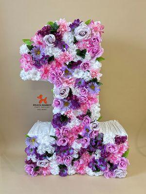 Custom floral number 1 piñata
