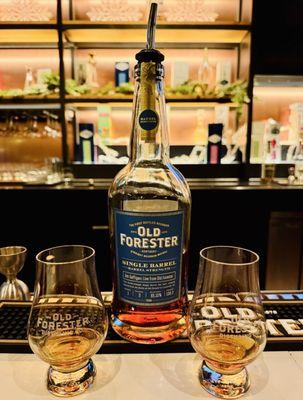 Complimentary pour while my bourbon flight was being prepared.