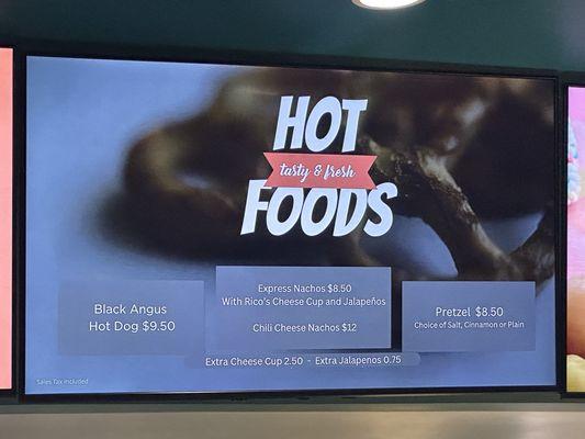 Hot Foods Menu