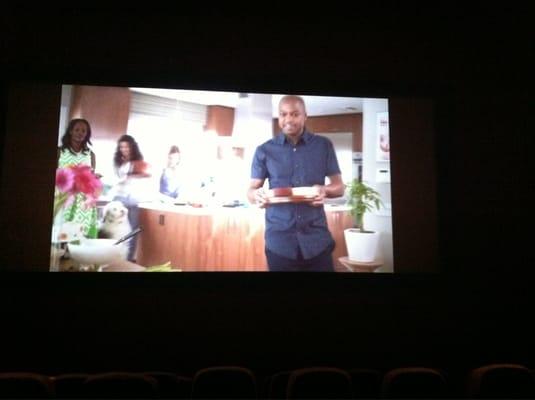 The screen is small, but good projection. This is a commercial, I did NOT take a pic during the film!