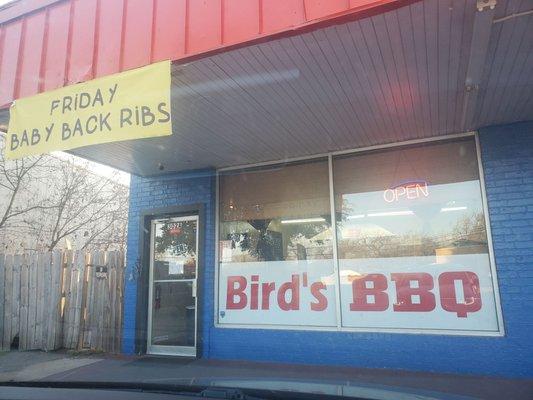 Outside of the place connected next to a gas station