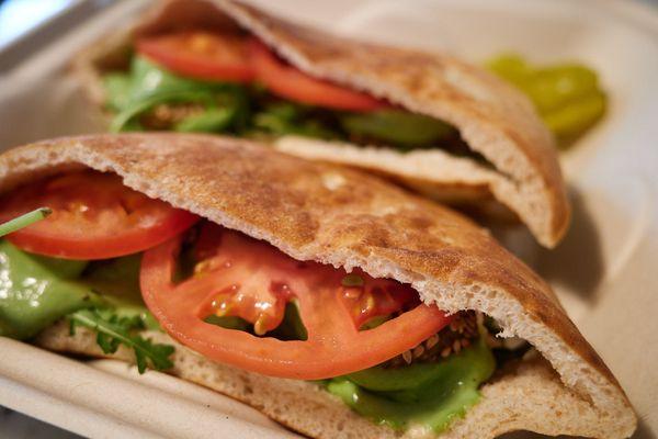 "Double pita falafel" There are three falafel hiding in each pita