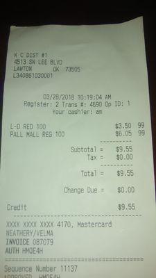 6.05 for pall-mall WOW there 4.91 everywhere else but Walmart this bow my mind I won't be back