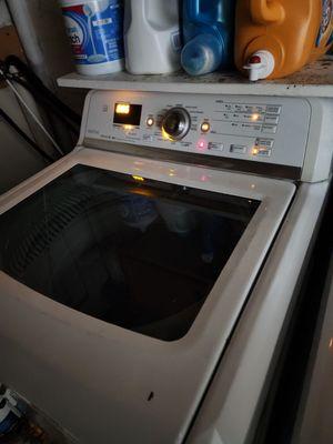 Washer is working and the area he worked in is clean.