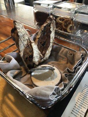 Walnut Raisin Ficelle with burrata cream cheese