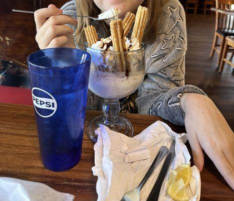 Churros with ice cream