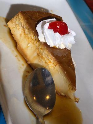 The Flan dessert.
