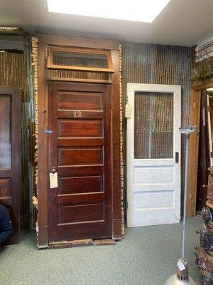 Antique doors with transom