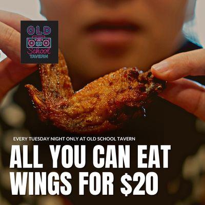 Every Tuesday - All you can eat crispy wings for $20