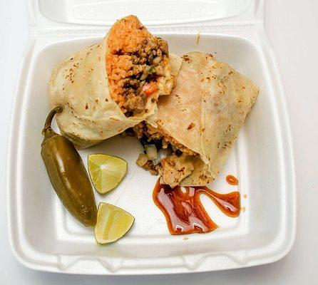 Asian Stir-Fry Burrito with Sriracha