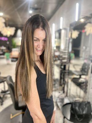 After a 3 hour install from shoulder length to lower back