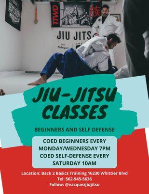 New Jiu-Jitsu classes. Beginners and Self-Defense