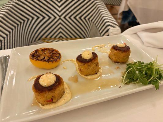 Crab cakes.