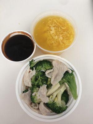 Chicken and broccoli and Egg Drop Soup