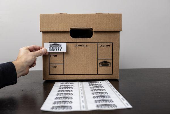 Every storage box is barcoded for precision tracking and secure document management.
