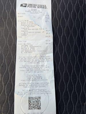 Return receipt from Post office