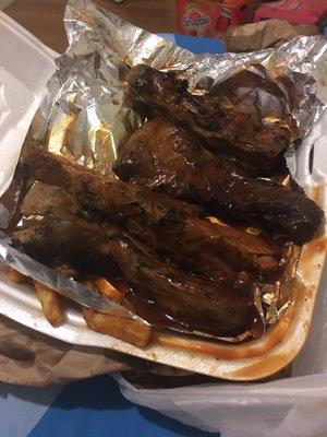These are the ribs. Looked delicious. Tasted good at first.