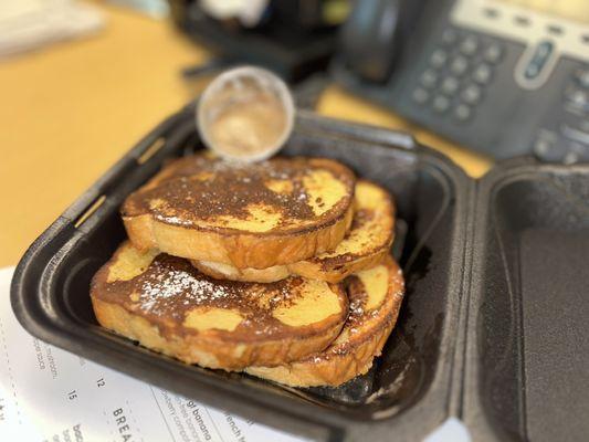 Challah French toast with cinnamon butter to go