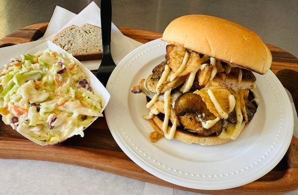 Bourbon Chicken Sandwich with Slaw