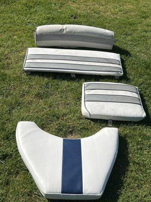 New blue &white cushion. 3old cushions