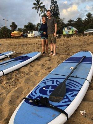 Ready for our first lesson on paddle boarding.