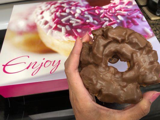 Chocolate-covered Old-fashioned donut
