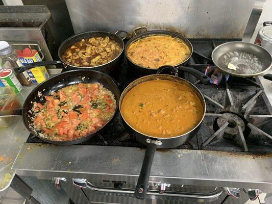 Chicken curry. Butter chicken. Tofu tikka masala