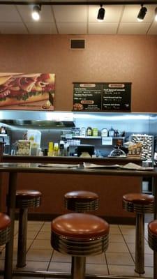 Station were they cook and the menu up above it. We ordered the cheese steak sandwich and it was hot and nicely made.