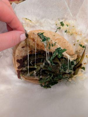 Poblano and cheese taco