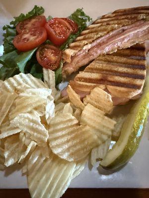 Panini and home grown tomatoes. Delicious!