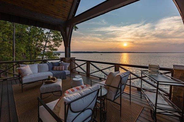 Sunset over lake home