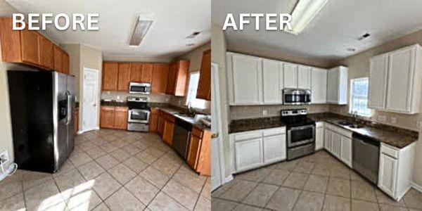 Painting Progress Photos of the Cabinets