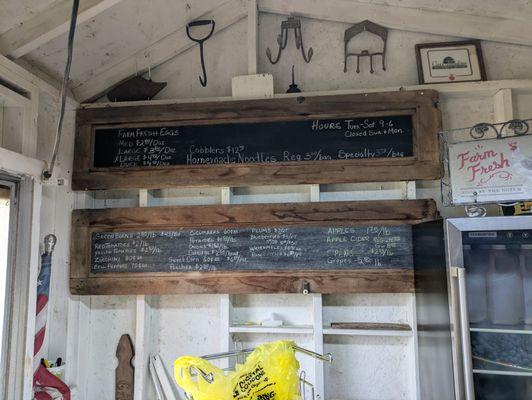 Pricing list and hours