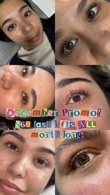 December promo!! $60 lash lifts! Book via website and price will be adjusted at checkout :)