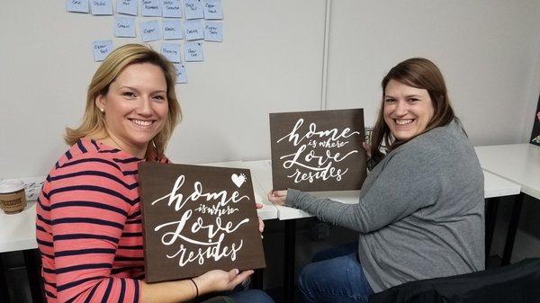 Happy students from our recent Hand Lettering 101 class https://www.fabricateatlanta.com/product/handlettering-101/