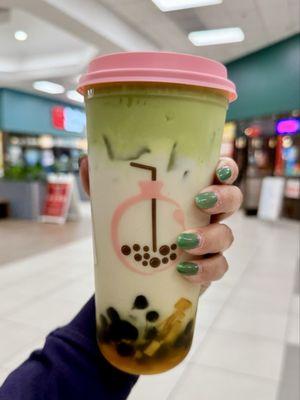 Mango Milk Latte with Matcha Creme (Add Boba, Oat Milk)