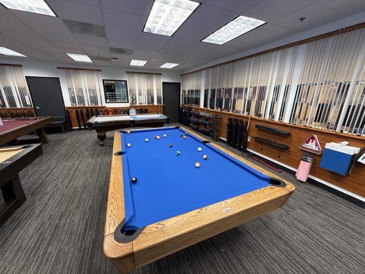 Pool tables and pool cues