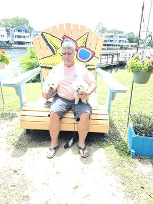 Sam , Sophie, not a good picture, cuz.The sunMy husband's holding them right she was groomed like a week before