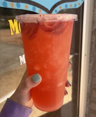Dragon Fruit Lemonade + strawberries