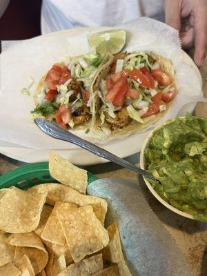 Guac & shrimp tacos
