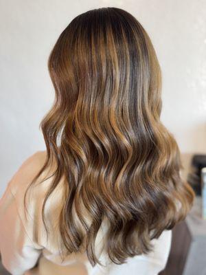 Warm brown balayage highlights