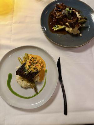Bison short rib and redfish risotto