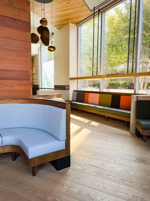 Custom banquette cushions for restaurant in San Jose, CA.