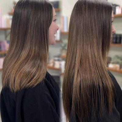 2 rows of hand-tied Invisible Beaded Extensions to add length and brightness