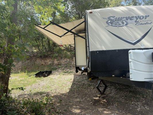 As we were setting up, (not leveled yet, but we got there!)