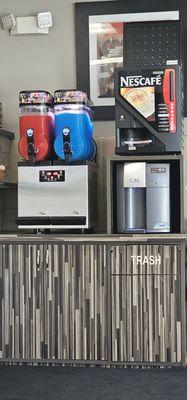 Coffee, water, slushies and excellent customer service, what more could you want?