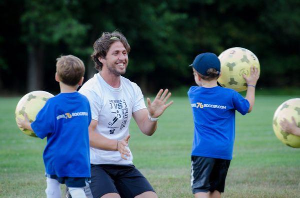 Coach Garcia working on coordination with our PreK!